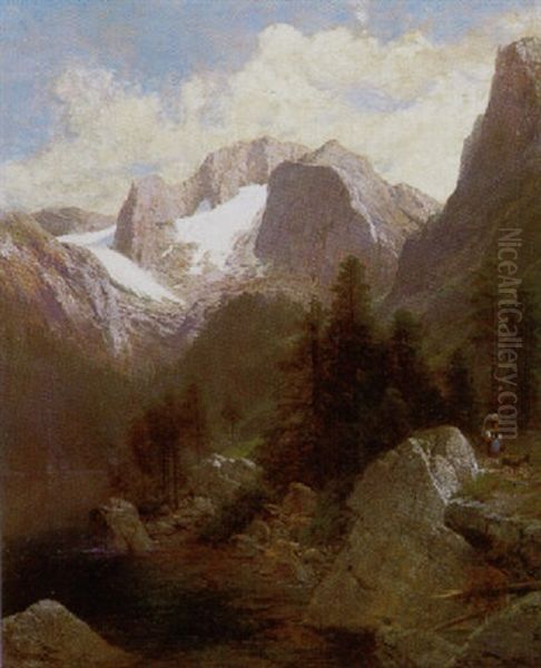 Blick Auf Den Dachstein Oil Painting by Karl Millner