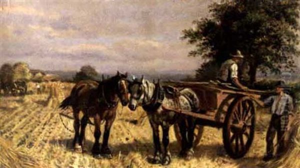 Pferdekarren Bei Getreideernte Oil Painting by William Edward Millner