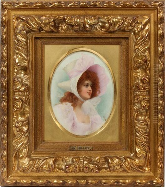 Young Beauty Oil Painting by Adolphe Philippe Millot