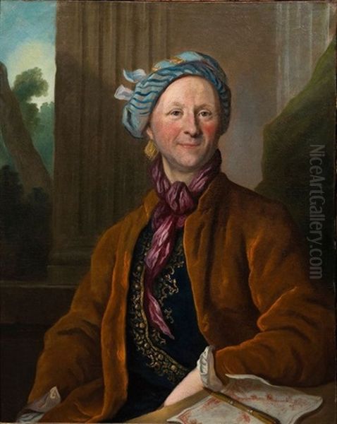 Portrait D'un Dessinateur (+ Portrait D'homme Portant Un Costume A La Polonaise; 2 Works) Oil Painting by Henri Millot