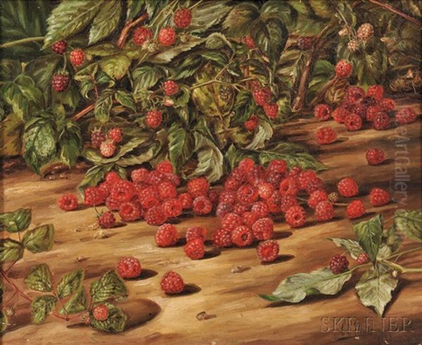 Still Life With Raspberries Oil Painting by Charles A. Mills