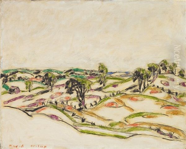 Elms And Fences, Palgrave, Ontario Oil Painting by David Brown Milne