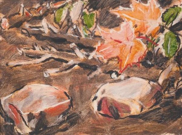 Stones And Maple Leaves by David Brown Milne