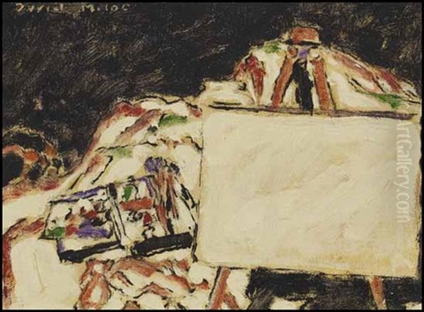 Paint Box, Easel And Canvas by David Brown Milne