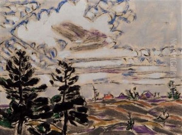 Two Pines Oil Painting by David Brown Milne