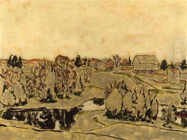 The Pond On Hiram's Farm (blossoming Maple I) by David Brown Milne