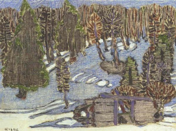 Cabin In The Snow, Mount Riga, N.y. Oil Painting by David Brown Milne