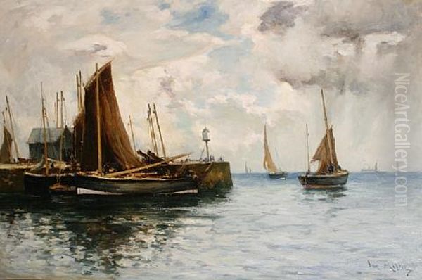 Harbor Scene Oil Painting by Joe Milne