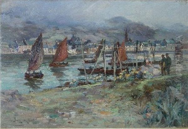 Fishing Boats Departing Oil Painting by Joe Milne