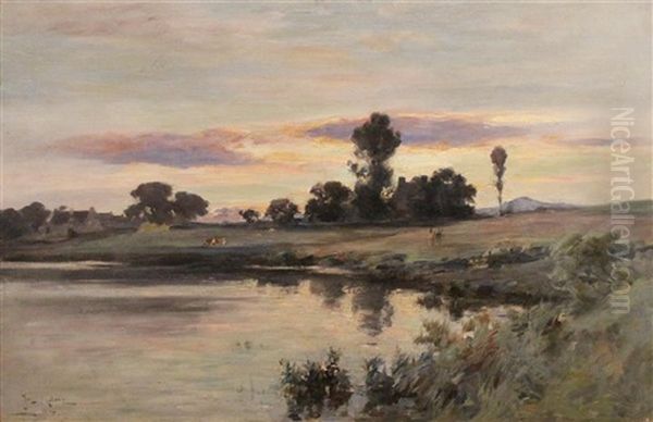 Landscape - Evening On The Forth Oil Painting by Joseph Milne