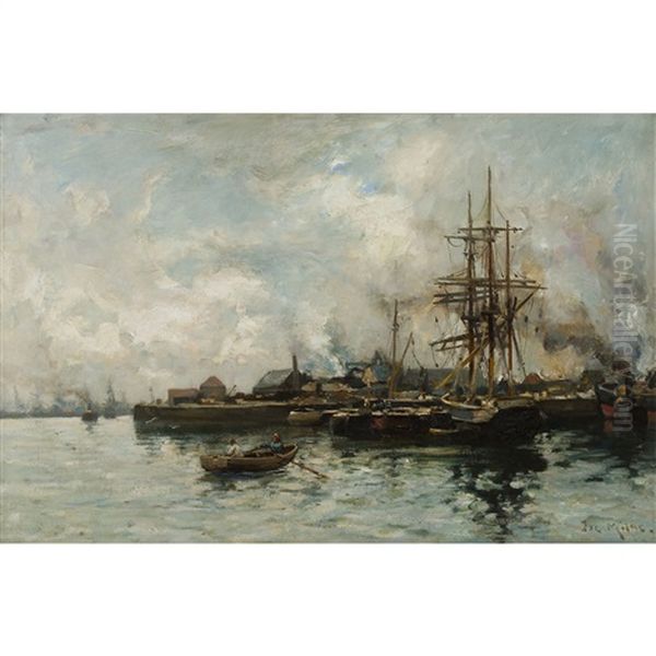 Harbour Docks Oil Painting by Joseph Milne