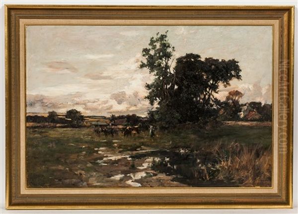 Coos In Pasture Oil Painting by Joseph Milne