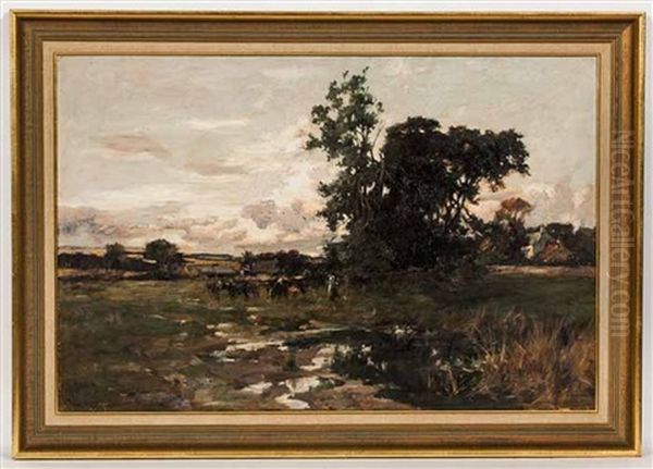 Cows In Pasture Oil Painting by Joseph Milne