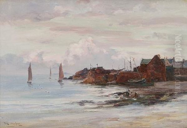 Sunset On The Fife Coast (+ Another; 2 Works) Oil Painting by Joseph Milne