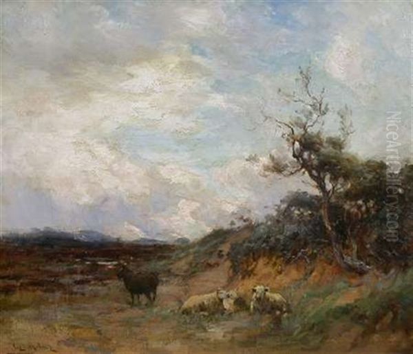 Cattle Grazing, Summer Rest Oil Painting by Joseph Milne