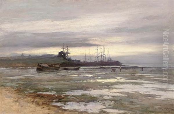 Low Tide At Sunset, East Coast Oil Painting by Joseph Milne