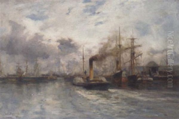 A Paddle Tug Venturing Out To Sea Oil Painting by Joseph Milne