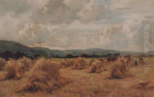 Haystacks Oil Painting by Joseph Milne