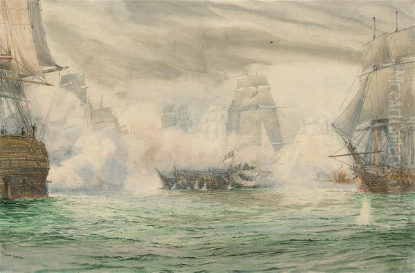 Trafalgar: In The Midst Of Battle, With H.m.s.
Neptune's Oil Painting by Irwin John David Bevan