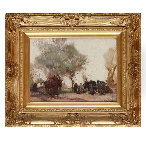 Travelling By Horse And Cart Oil Painting by William Watt Milne