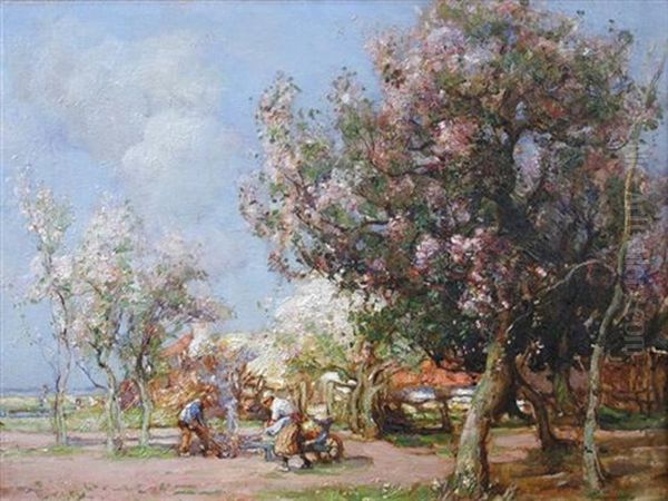 Apple Blossom In The Fens Oil Painting by William Watt Milne