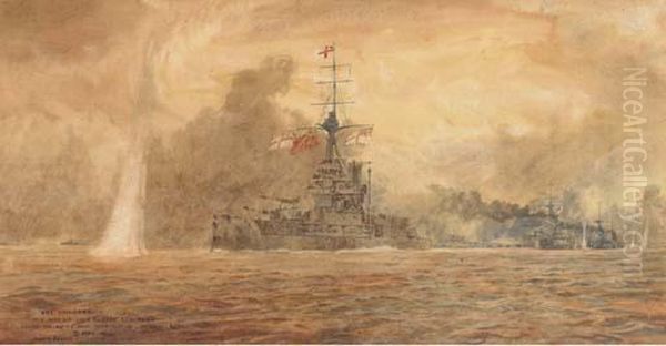 Marlborough Going Into Action At Jutland Oil Painting by Irwin John David Bevan