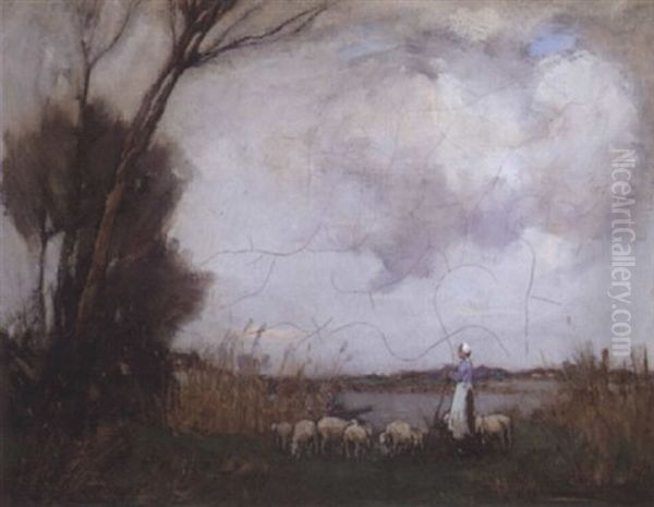 The Shepherdess Oil Painting by William Watt Milne