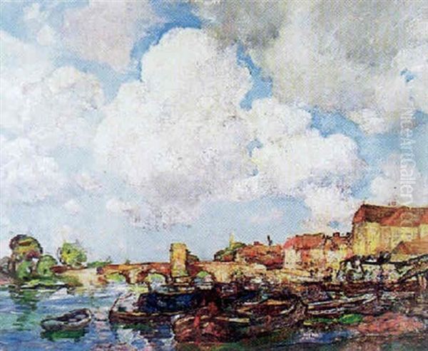 Bridge At St. Ives, Cambridgeshire Oil Painting by William Watt Milne