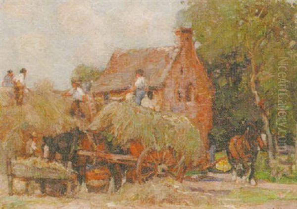 Bringing In The Hay Oil Painting by William Watt Milne