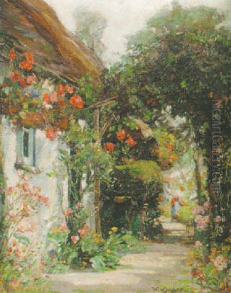 In A Cottage Garden by William Watt Milne