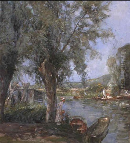 Punting Oil Painting by William Watt Milne