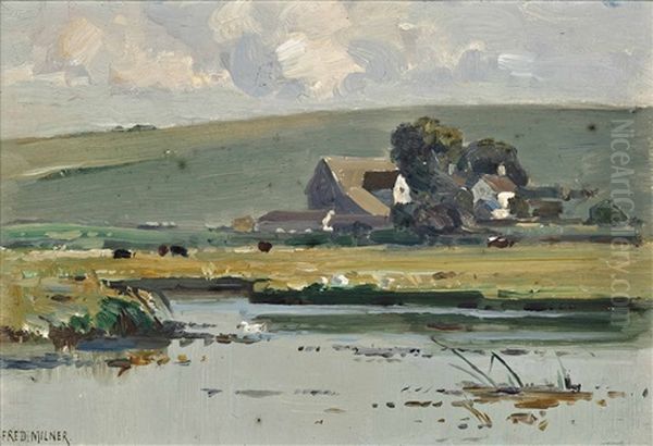 On The Windrush, Burford, Oxofordshire Oil Painting by Frederick Milner