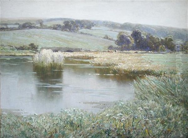 A Spring Day With Cattle Oil Painting by Frederick Milner