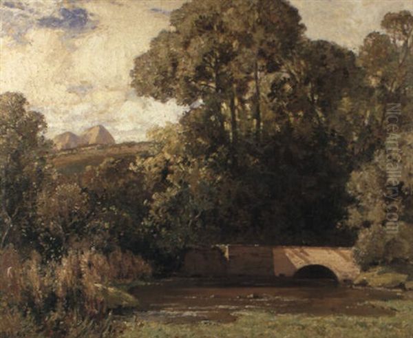 A Cotswold Stream Oil Painting by Frederick Milner