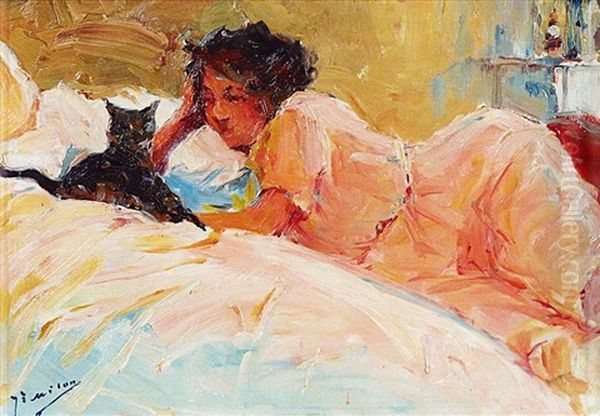 Femme Au Chat by Joseph Milon