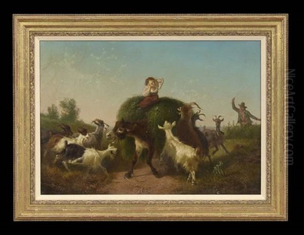 Humorous Pastoral Scene Oil Painting by Antonio Milone