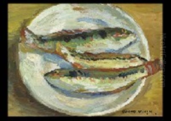 Fish Oil Painting by Kunzo Minami