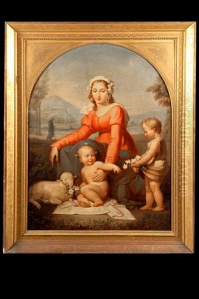 La Vierge Avec L'enfant Et Saint Jean Baptiste Oil Painting by Tommaso Minardi