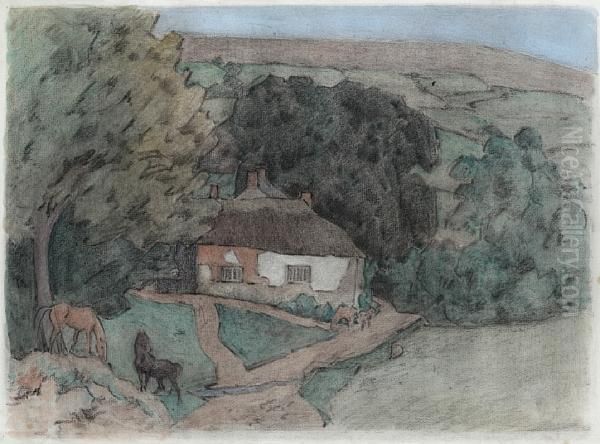 The Smithy From Luppitt Hill Oil Painting by Robert Polhill Bevan