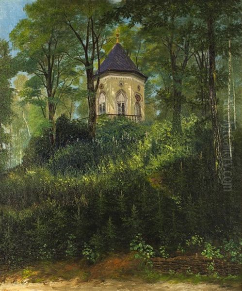 Altan Des Prager Cibulka-gehofts Oil Painting by Jan B. Minarik