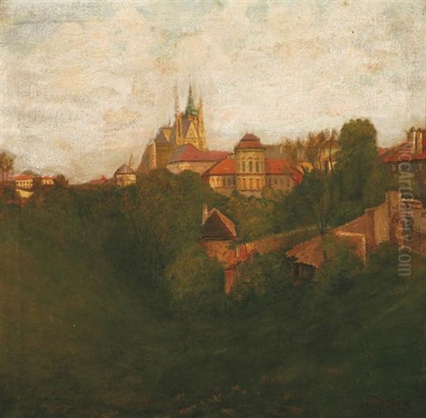 Jeleni Prikop Under Prague Castle Oil Painting by Jan B. Minarik