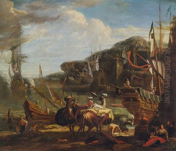 Orientalische Hafenszene Oil Painting by Hendrich van Minderhout