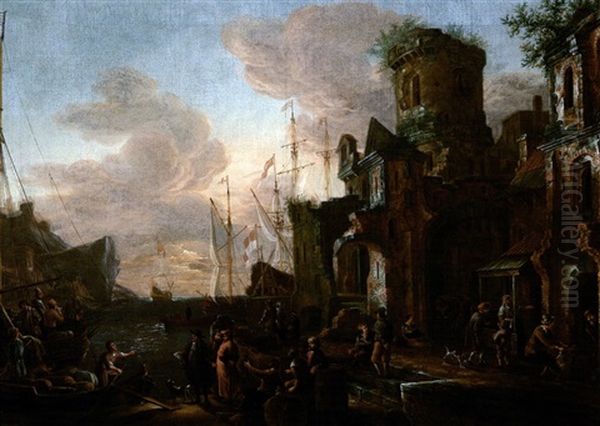 L'arrivee Du Navire by Hendrich van Minderhout