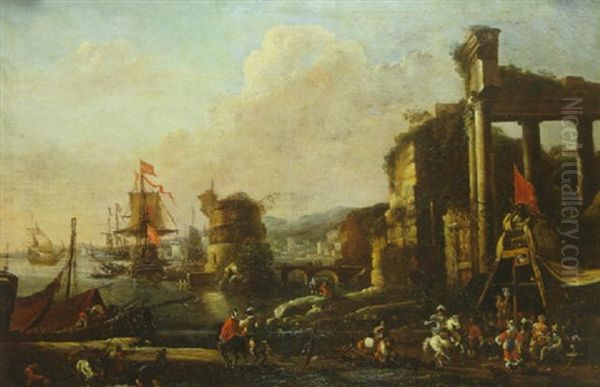 Caprice De Port Mediterraneen Oil Painting by Hendrich van Minderhout