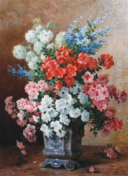 Still Life Of Flowers Oil Painting by Emile-Louis Minet