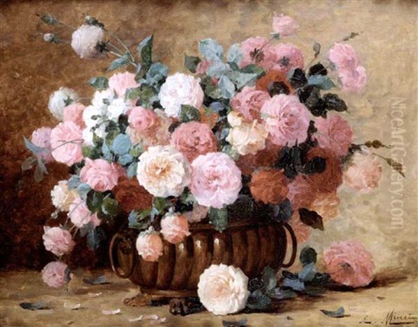 Roses Dans Une Vasque Oil Painting by Emile-Louis Minet