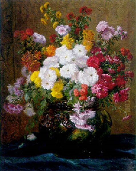 Bouquet Of Flowers Oil Painting by Emile-Louis Minet