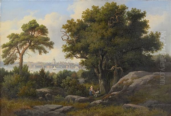 Utsikt Mot Sodermalm Och Katarina Kyrka, Stockholm Oil Painting by Therese Mineur