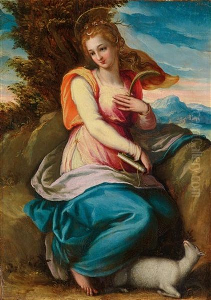 Heilige Agnes Oil Painting by Andrea del Minga