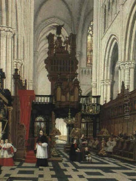 Kircheninterieur Oil Painting by Andre Joseph Minguet